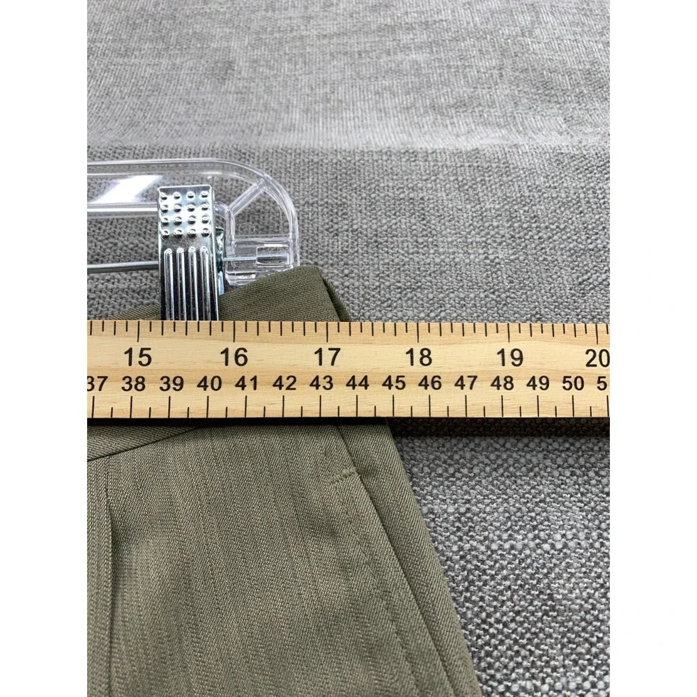 Corbin Dress Pants Mens 34 Green 150s Micro Merino Pleated Straight Leg Oxford